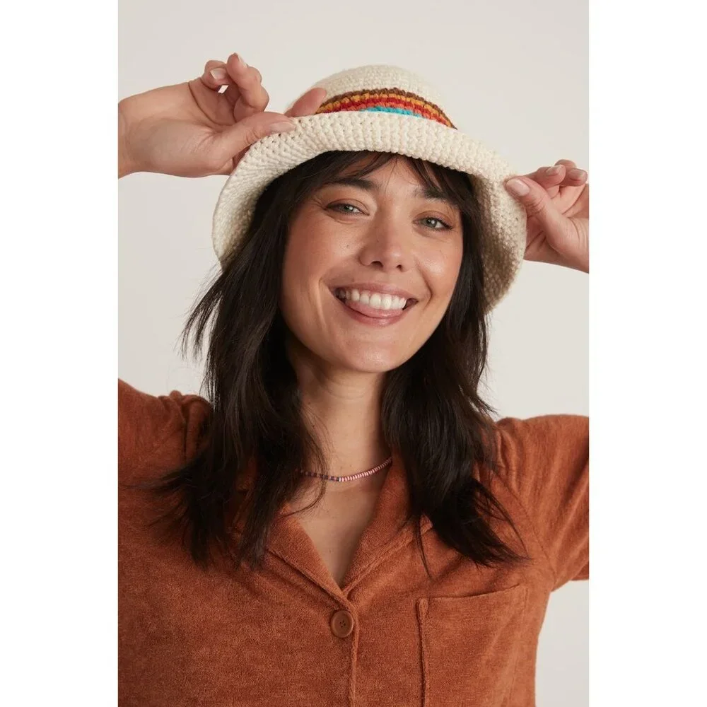 NWT Marine Layer Crochet Bucket Hat in Multi Stripe MSRP$75 - Picture 1 of 15